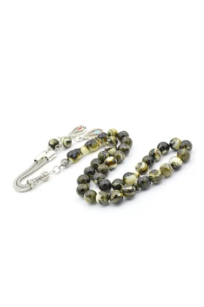 Küre Kesim Bej Yeşil Beyrut Kehribarı Tesbih 8 Mm