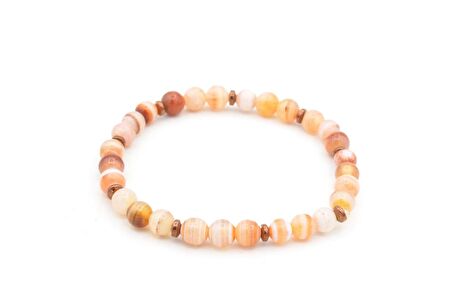 Hakiki Doğal Hematitli Çizgili Akik Taşı Bileklik