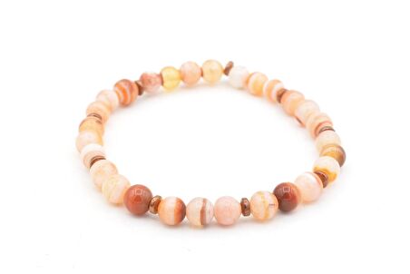 Hakiki Doğal Hematitli Çizgili Akik Taşı Bileklik