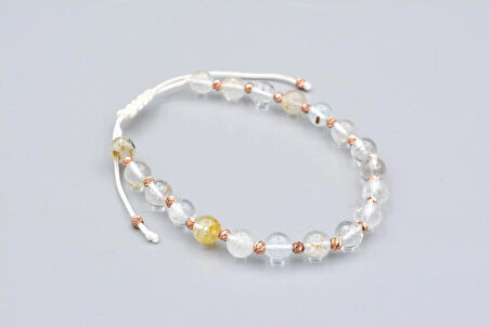 Makrome Model Hakiki Topaz Taşı Bileklik 6 Mm