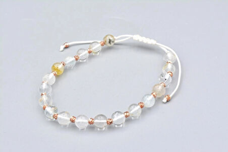 Makrome Model Hakiki Topaz Taşı Bileklik 6 Mm