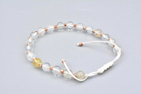 Makrome Model Hakiki Topaz Taşı Bileklik 6 Mm