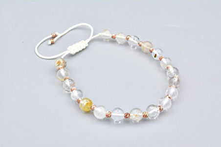 Makrome Model Hakiki Topaz Taşı Bileklik 6 Mm