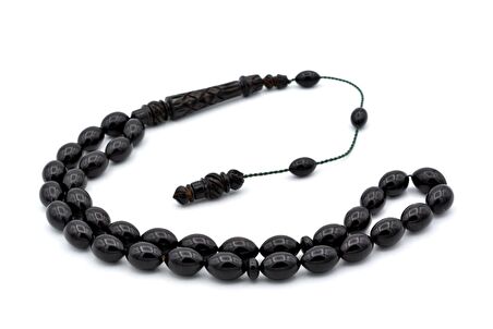 MUSTAFA UYSAL USTA YAPIMI OYMA İMAMELİ KOYU YEŞİL SIKMA KEHRİBAR TESBİH