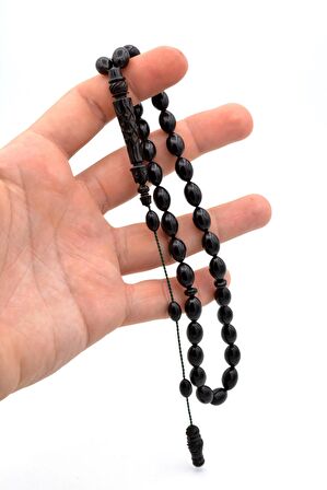 MUSTAFA UYSAL USTA YAPIMI OYMA İMAMELİ KOYU YEŞİL SIKMA KEHRİBAR TESBİH