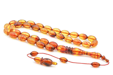 SİSTEMLİ USTA YAPIMI KALEM İŞİ İMAMELİ SÜZME KIRMIZI SIKMA KEHRİBAR TESBİH