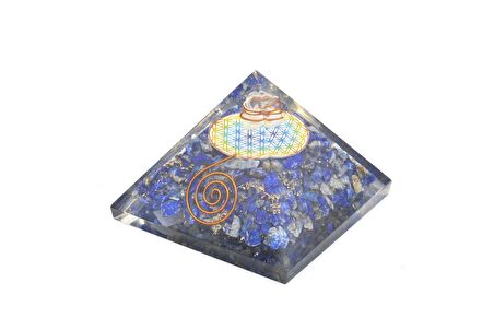 Hakiki Doğal Lapis Lazuli Taşı Orgonit Piramit 175 Gram