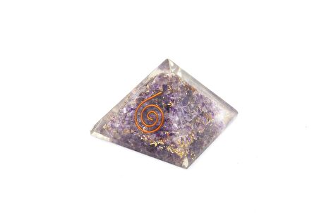 Hakiki Doğal Ametist Taşı Orgonit Piramit 32 Gram
