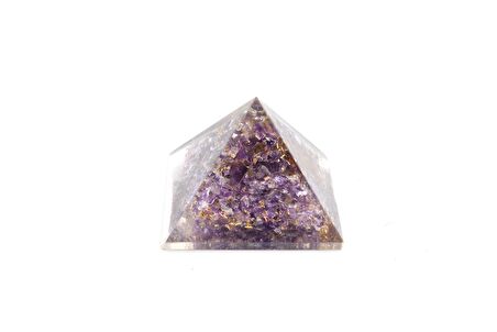 Hakiki Doğal Ametist Taşı Orgonit Piramit 32 Gram