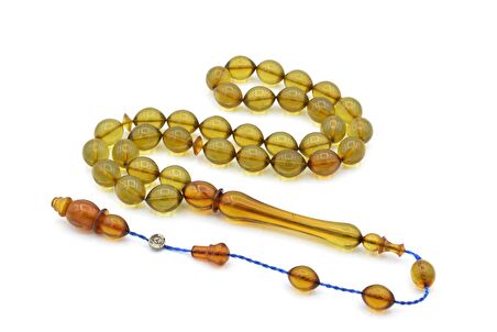 USTA İŞİ SİSTEMLİ ZEYTİNYAĞI RENGİ SIKMA KEHRİBAR TESBİH 001