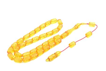 KALEM İŞÇİLİKLİ KAPSÜL KESİM SARI SIKMA KEHRİBAR TESBİH