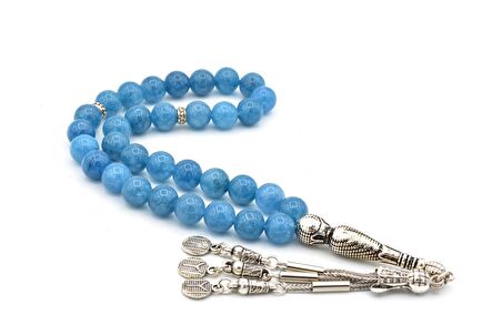 HAKİKİ DOĞAL MAVİ KUVARS TESBİH 1.KALİTE 001