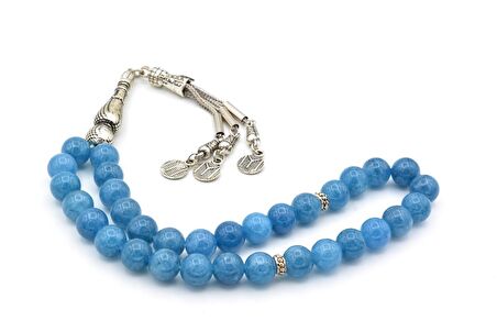 HAKİKİ DOĞAL MAVİ KUVARS TESBİH 1.KALİTE 001