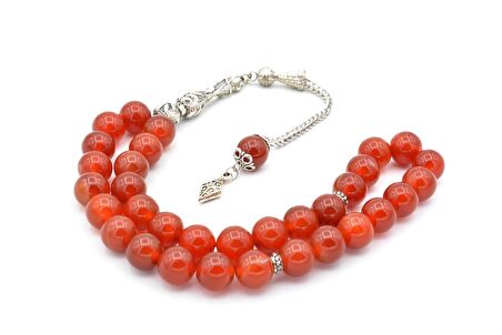 HAKİKİ DOĞAL KIRMIZI AKİK TESBİH 1.KALİTE İRİ BOY 002