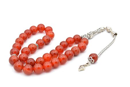 HAKİKİ DOĞAL KIRMIZI AKİK TESBİH 1.KALİTE İRİ BOY 002