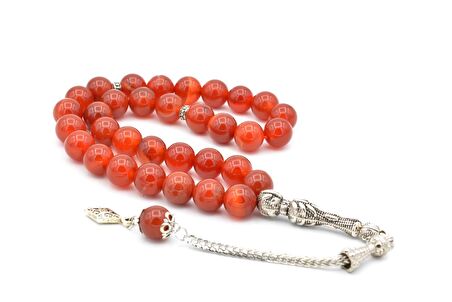 HAKİKİ DOĞAL KIRMIZI AKİK TESBİH 1.KALİTE İRİ BOY 002