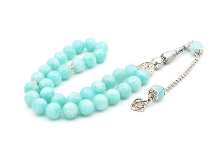 HAKİKİ DOĞAL AMAZONİT TAŞI TESBİH 1.KALİTE İRİ BOY 10 MM