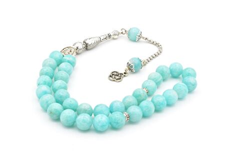 HAKİKİ DOĞAL AMAZONİT TAŞI TESBİH 1.KALİTE İRİ BOY 10 MM