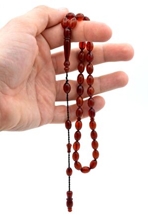 USTA İŞİ SİSTEMLİ BEYZİ KESİM TURUNCU SIKMA KEHRİBAR TESBİH 069