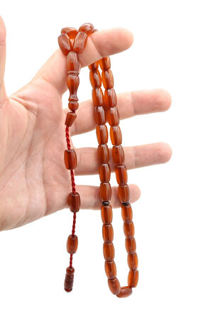 USTA İŞİ SİSTEMLİ KAPSÜL KESİM ÇUBUK MALZEME TURUNCU SIKMA KEHRİBAR TESBİH 122