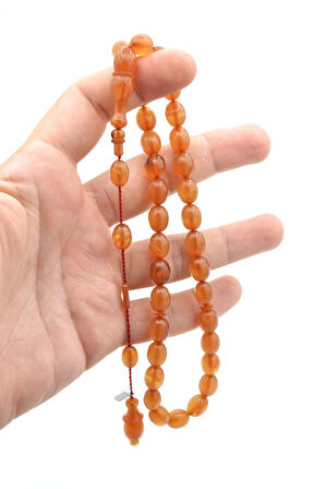 USTA İŞİ SİSTEMLİ HARELİ BEJ RENGİ SIKMA KEHRİBAR TESBİH 090