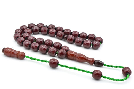 USTA İŞİ SİSTEMLİ KÜRE KESİM ÇUBUK MALZEME KIRMIZI SIKMA KEHRİBAR TESBİH 131