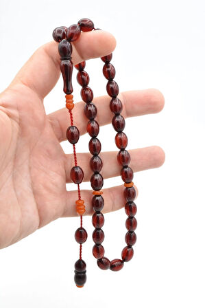 USTA İŞİ SİSTEMLİ BEYZİ KESİM BORDO SIKMA KEHRİBAR TESBİH 124