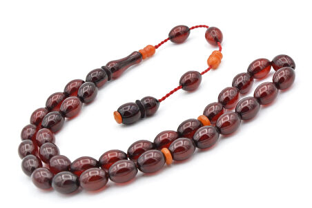 USTA İŞİ SİSTEMLİ BEYZİ KESİM BORDO SIKMA KEHRİBAR TESBİH 124