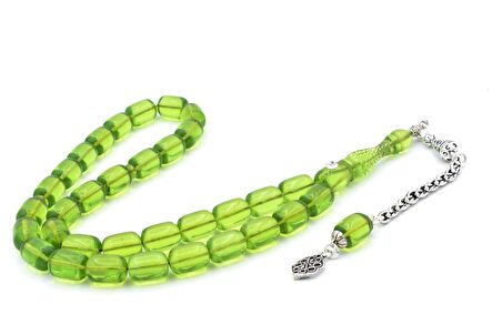 ARNAVUT KAMÇILI KALEM İŞİ İMAMELİ YEŞİL SIKMA KEHRİBAR TESBİH 010