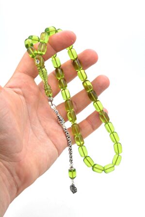 ARNAVUT KAMÇILI KALEM İŞİ İMAMELİ YEŞİL SIKMA KEHRİBAR TESBİH 010