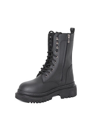 Mergenshoes B308 Siyah Fermuarlı Bağcıklı Kadın Bot