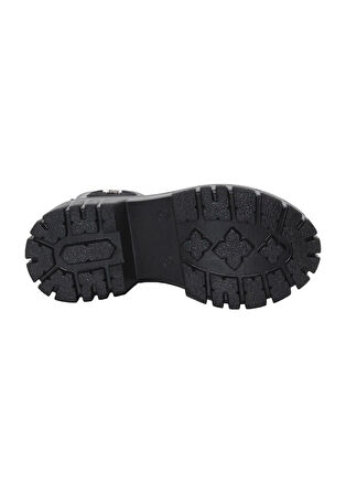 Mergenshoes 3089 Siyah Fermuarlı Bağcıklı Kadın Bot
