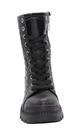 Mergenshoes 3085 Siyah Fermuarlı Bağcıklı Kadın Bot