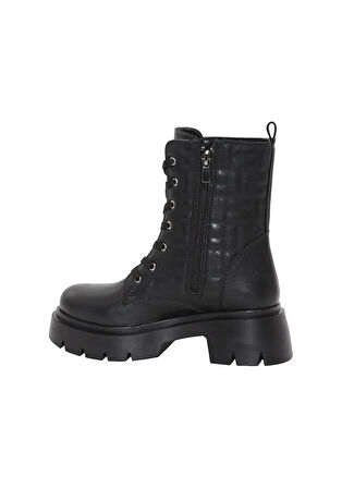Mergenshoes BF183 Siyah Bağcıklı Fermuarlı Kadın Bot