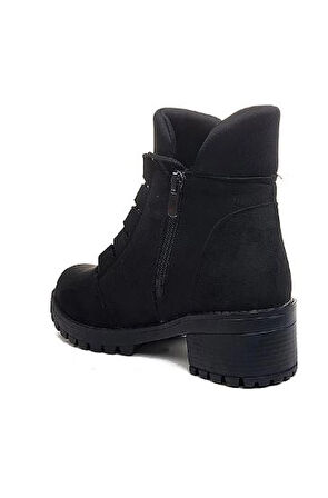 Mergenshoes Bf088 Siyah Süet Bağcıklı Kadın Bot