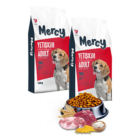 Mercy Biftekli Yetişkin Köpek Maması 15 Kg x 2 Adet