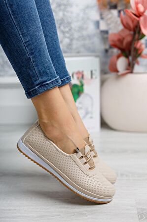 Ortopedik Taban Lazerli Krem Ayakkabı