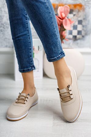 Ortopedik Taban Lazerli Krem Ayakkabı