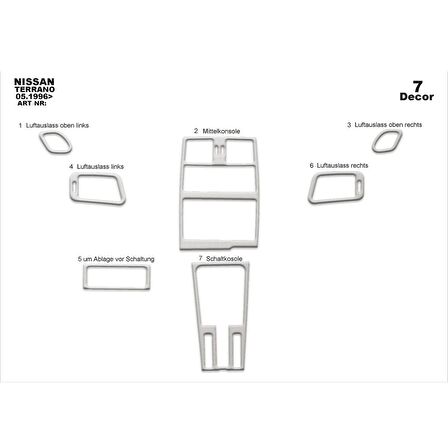Meriç® Nissan Terrano Ön Torpido Kaplama 7 Parça 1996-2002