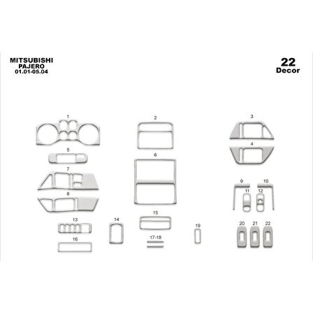 Meriç® Mitsubishi Pajero Ön Torpido Kaplama 22 P. 2001-2004