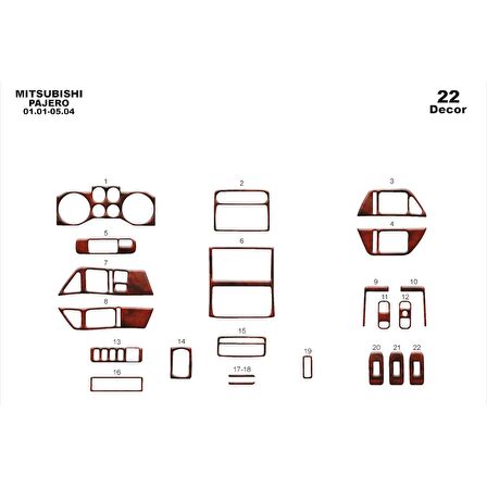 Meriç® Mitsubishi Pajero Ön Torpido Kaplama 22 P. 2001-2004