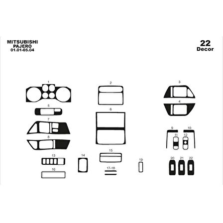 Meriç® Mitsubishi Pajero Ön Torpido Kaplama 22 P. 2001-2004