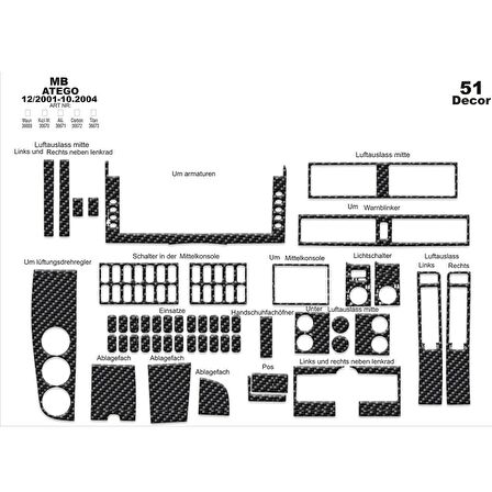Meriç® Mercedes Axor Ön Torpido Kaplama 51 Parça 2001-2004