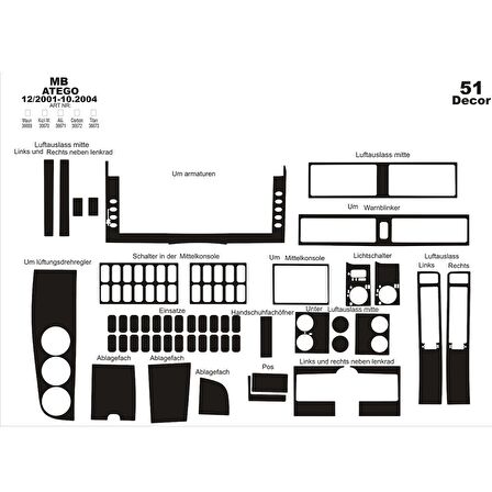 Meriç® Mercedes Axor Ön Torpido Kaplama 51 Parça 2001-2004