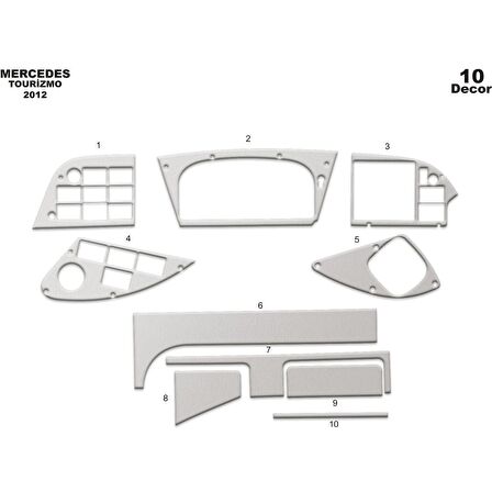 Meriç® Mercedes Tourismo Ön Torpido Kaplama 10 Parça 2012-›
