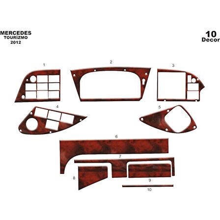 Meriç® Mercedes Tourismo Ön Torpido Kaplama 10 Parça 2012-›