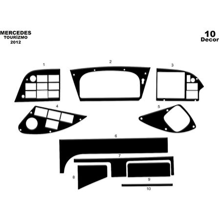Meriç® Mercedes Tourismo Ön Torpido Kaplama 10 Parça 2012-›