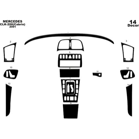 Meriç® Mercedes Clk Cabrio Ön Torpido Kaplama 14 Parça 1999-2003