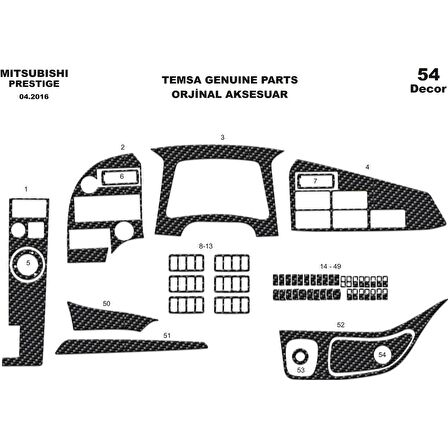 Meriç® Mitsubishi Temsa Prestige Torpido Kaplama 54 Parça 2016-›
