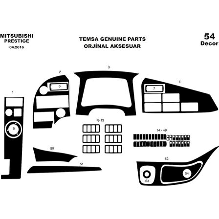 Meriç® Mitsubishi Temsa Prestige Torpido Kaplama 54 Parça 2016-›